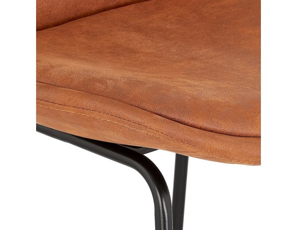 Tabouret de bar BIKI en microfibre brune et pieds en métal noir