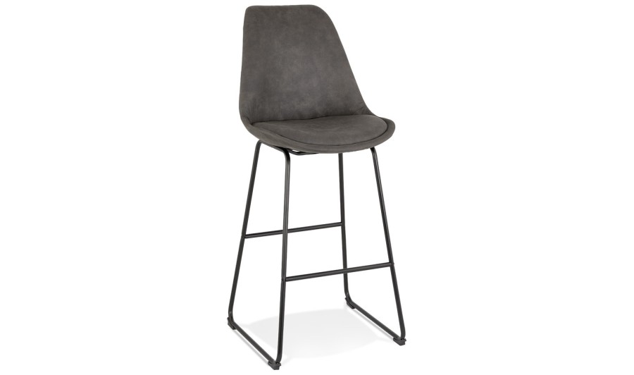 BS04550DGBL 5404028301708 Tabouret de bar BIKI en microfibre grise et pieds en métal noir