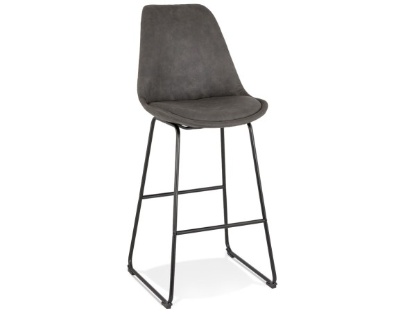BS04550DGBL 5404028301708 Tabouret de bar BIKI en microfibre grise et pieds en métal noir
