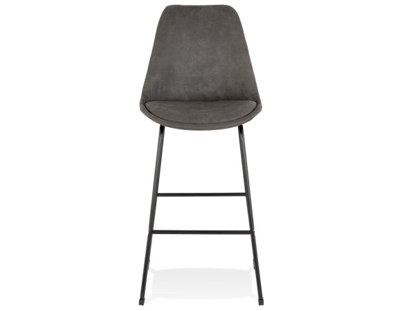 Tabouret de bar BIKI en microfibre grise et pieds en métal noir