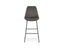 Tabouret de bar BIKI en microfibre grise et pieds en métal noir