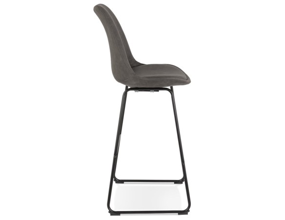 Tabouret de bar BIKI en microfibre grise et pieds en métal noir