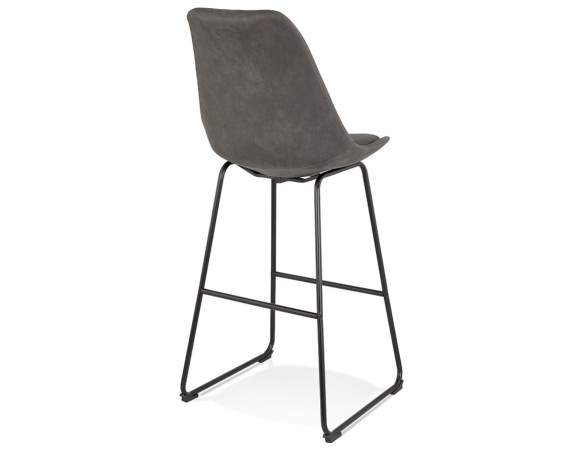 Tabouret de bar BIKI en microfibre grise et pieds en métal noir