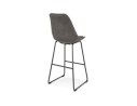 Tabouret de bar BIKI en microfibre grise et pieds en métal noir