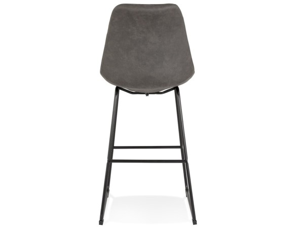 Tabouret de bar BIKI en microfibre grise et pieds en métal noir