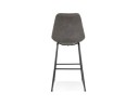 Tabouret de bar BIKI en microfibre grise et pieds en métal noir