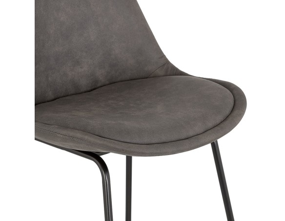 Tabouret de bar BIKI en microfibre grise et pieds en métal noir