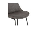 Tabouret de bar BIKI en microfibre grise et pieds en métal noir