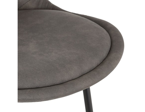 Tabouret de bar BIKI en microfibre grise et pieds en métal noir