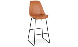 BS04560BRBL 5404028301722 Tabouret de bar FISH en matière synthétique brune et pieds en métal noir
