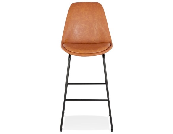 Tabouret de bar FISH en matière synthétique brune et pieds en métal noir