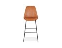 Tabouret de bar FISH en matière synthétique brune et pieds en métal noir