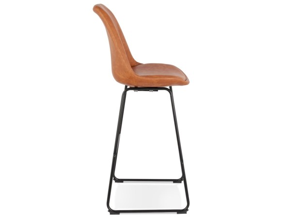 Tabouret de bar FISH en matière synthétique brune et pieds en métal noir
