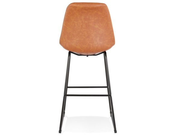 Tabouret de bar FISH en matière synthétique brune et pieds en métal noir