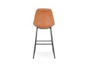 Tabouret de bar FISH en matière synthétique brune et pieds en métal noir