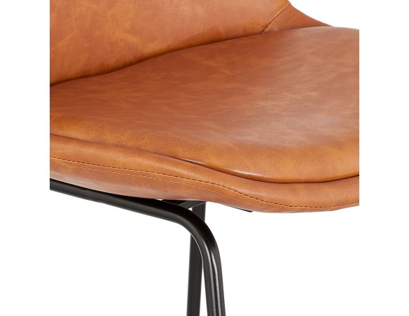 Tabouret de bar FISH en matière synthétique brune et pieds en métal noir