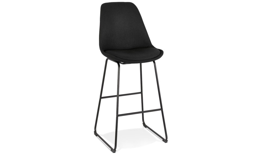 BS04570BLBL 5404028301746 Tabouret de bar RIGO en tissu noir et pieds en métal noir