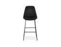 Tabouret de bar RIGO en tissu noir et pieds en métal noir