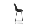Tabouret de bar RIGO en tissu noir et pieds en métal noir