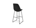 Tabouret de bar RIGO en tissu noir et pieds en métal noir
