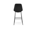Tabouret de bar RIGO en tissu noir et pieds en métal noir