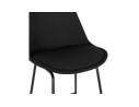 Tabouret de bar RIGO en tissu noir et pieds en métal noir
