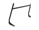 Tabouret de bar RIGO en tissu noir et pieds en métal noir