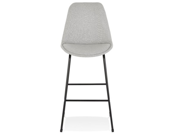 Tabouret de bar RIGO en tissu gris et pieds en métal noir