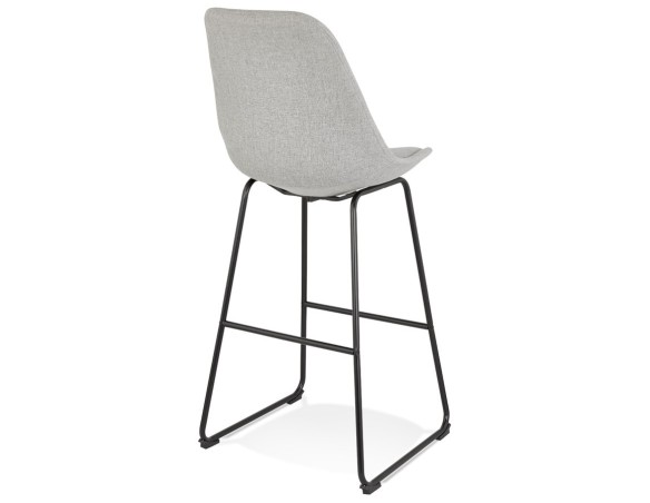 Tabouret de bar RIGO en tissu gris et pieds en métal noir