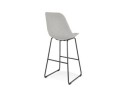 Tabouret de bar RIGO en tissu gris et pieds en métal noir