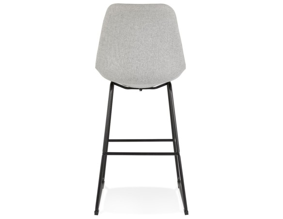 Tabouret de bar RIGO en tissu gris et pieds en métal noir