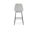 Tabouret de bar RIGO en tissu gris et pieds en métal noir