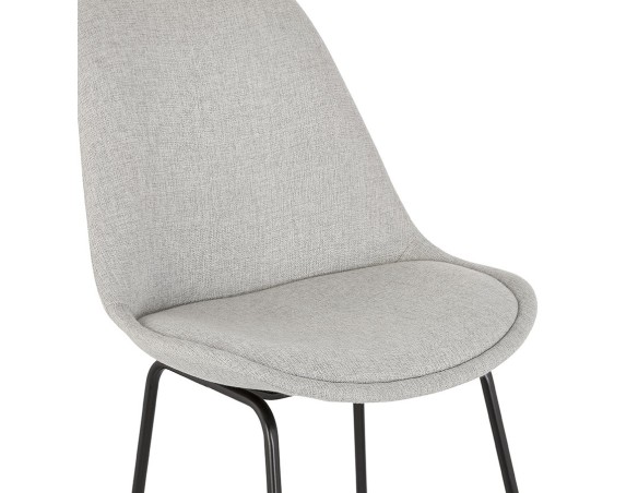 Tabouret de bar RIGO en tissu gris et pieds en métal noir
