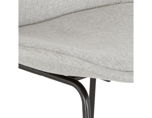 Tabouret de bar RIGO en tissu gris et pieds en métal noir