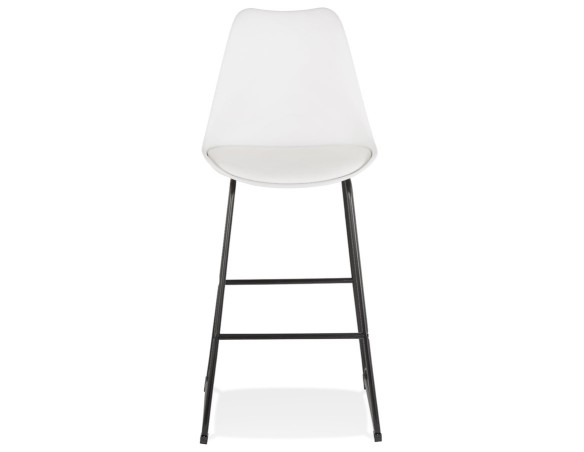 Tabouret de bar CHOKO blanc et pieds en métal noir