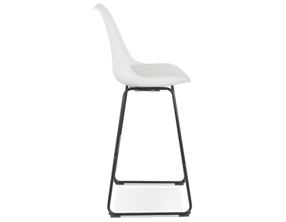 Tabouret de bar CHOKO blanc et pieds en métal noir