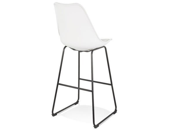 Tabouret de bar CHOKO blanc et pieds en métal noir