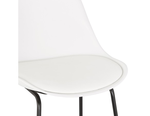 Tabouret de bar CHOKO blanc et pieds en métal noir