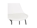 Tabouret de bar CHOKO blanc et pieds en métal noir