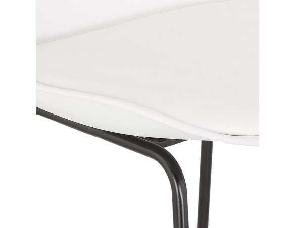 Tabouret de bar CHOKO blanc et pieds en métal noir
