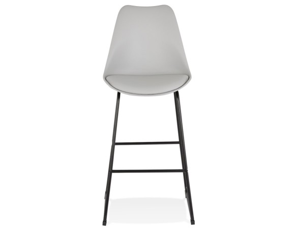Tabouret de bar CHOKO gris et pieds en métal noir