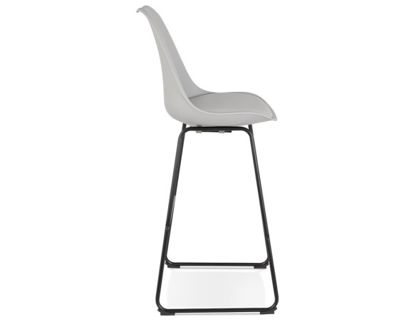 Tabouret de bar CHOKO gris et pieds en métal noir