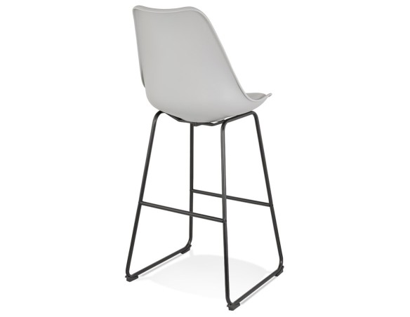 Tabouret de bar CHOKO gris et pieds en métal noir