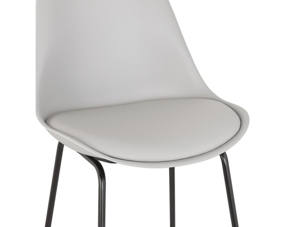 Tabouret de bar CHOKO gris et pieds en métal noir