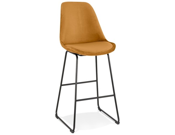 BS05580MUBL 5404028318331 Tabouret de bar BULLY en velours moutarde et pieds en métal noir