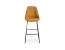 Tabouret de bar BULLY en velours moutarde et pieds en métal noir
