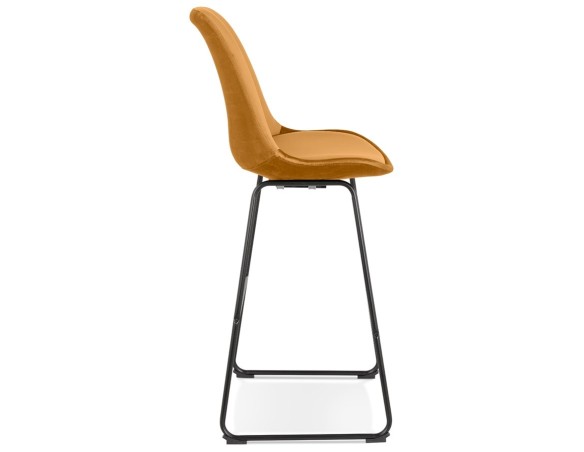 Tabouret de bar BULLY en velours moutarde et pieds en métal noir