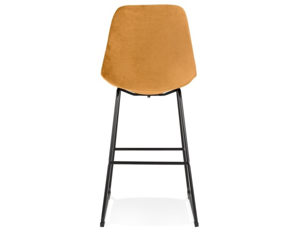 Tabouret de bar BULLY en velours moutarde et pieds en métal noir