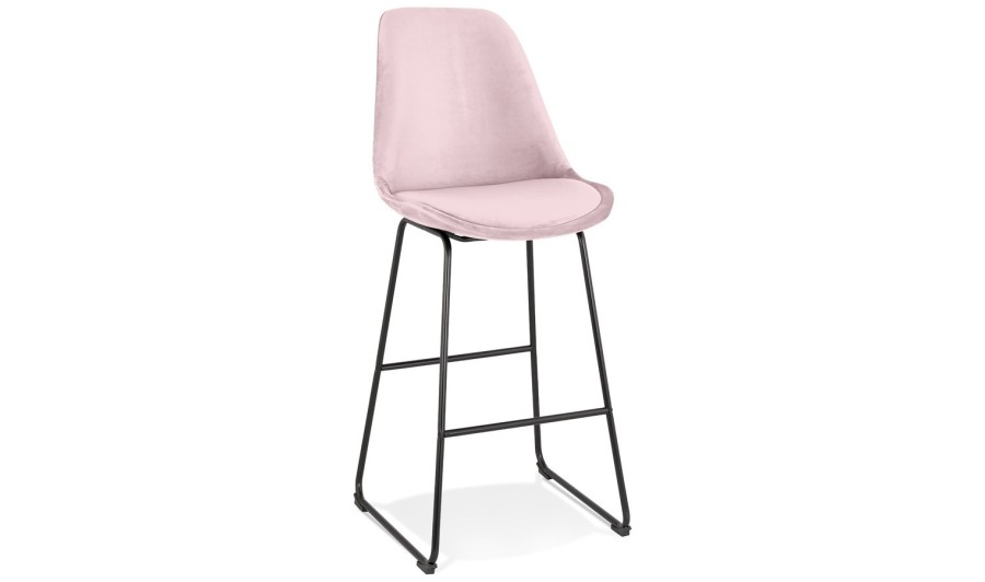 BS05600PIBL 5404028318379 Tabouret de bar BULLY en velours rose et pieds en métal noir