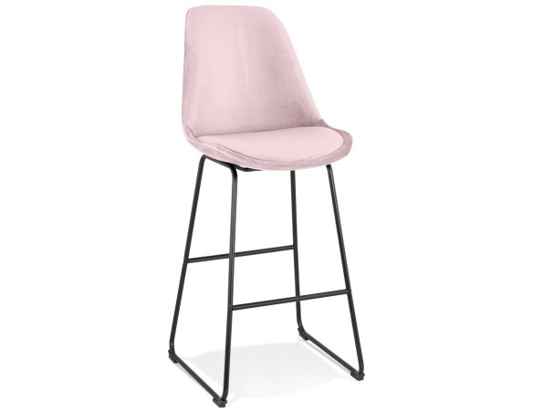 BS05600PIBL 5404028318379 Tabouret de bar BULLY en velours rose et pieds en métal noir